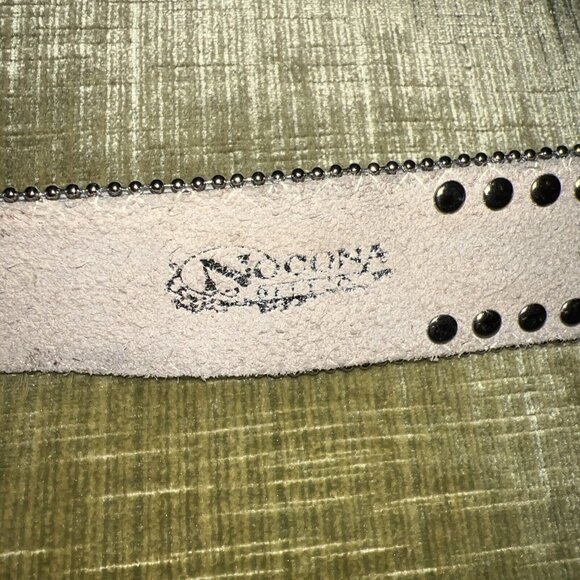 Nocona Brown Calf Hair Leather Studded Iridescent Rhinestone Belt M 32.5-38.5” - Picture 16 of 16